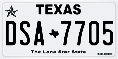 TX license plate DSA7705