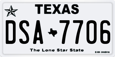 TX license plate DSA7706
