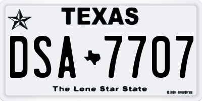 TX license plate DSA7707