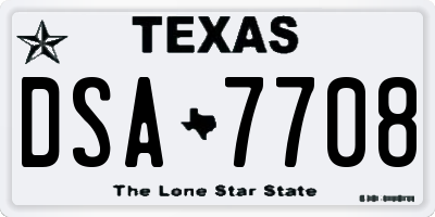 TX license plate DSA7708