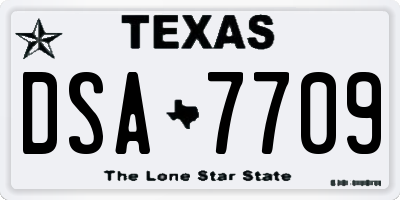 TX license plate DSA7709