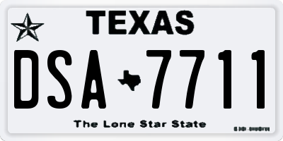 TX license plate DSA7711