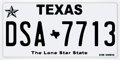 TX license plate DSA7713