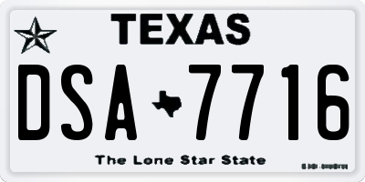 TX license plate DSA7716