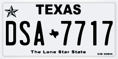 TX license plate DSA7717