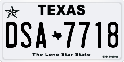 TX license plate DSA7718