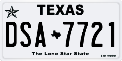 TX license plate DSA7721
