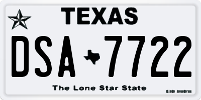 TX license plate DSA7722