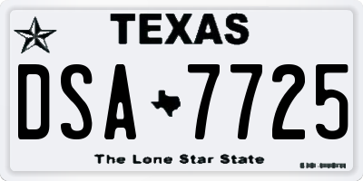 TX license plate DSA7725