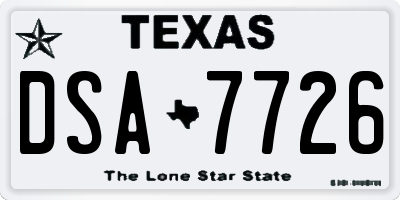 TX license plate DSA7726