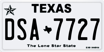 TX license plate DSA7727