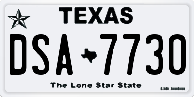 TX license plate DSA7730