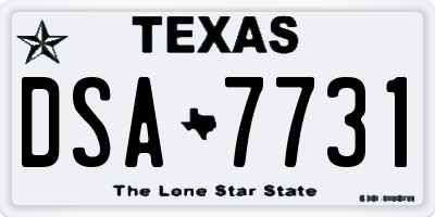 TX license plate DSA7731