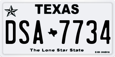 TX license plate DSA7734