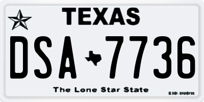 TX license plate DSA7736