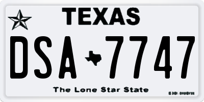TX license plate DSA7747