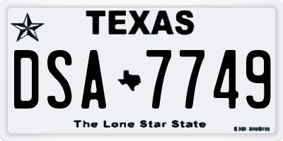 TX license plate DSA7749
