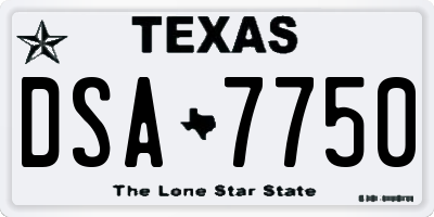 TX license plate DSA7750