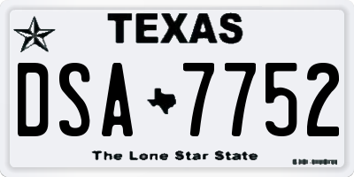 TX license plate DSA7752