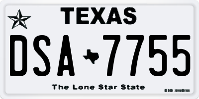 TX license plate DSA7755