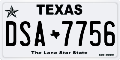 TX license plate DSA7756