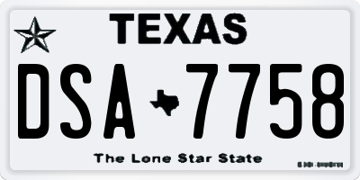 TX license plate DSA7758