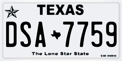 TX license plate DSA7759