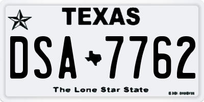 TX license plate DSA7762