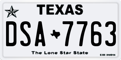 TX license plate DSA7763
