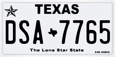 TX license plate DSA7765