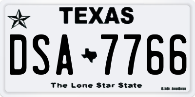 TX license plate DSA7766