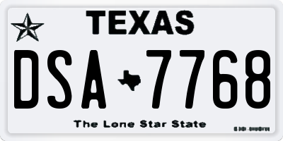 TX license plate DSA7768