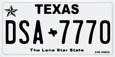TX license plate DSA7770