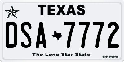 TX license plate DSA7772