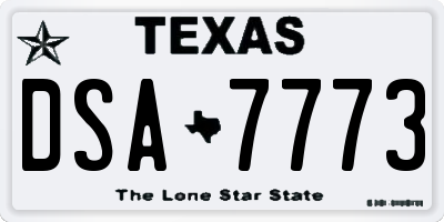 TX license plate DSA7773