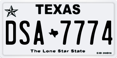 TX license plate DSA7774