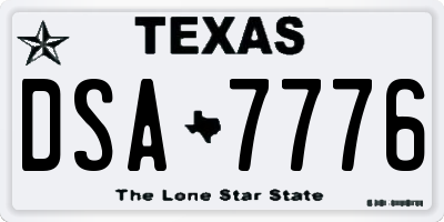 TX license plate DSA7776
