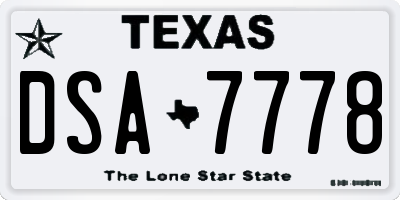 TX license plate DSA7778