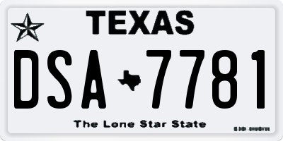 TX license plate DSA7781