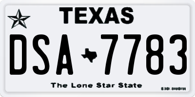 TX license plate DSA7783