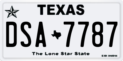 TX license plate DSA7787