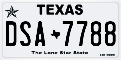 TX license plate DSA7788