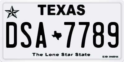 TX license plate DSA7789