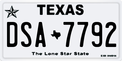 TX license plate DSA7792