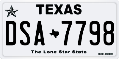 TX license plate DSA7798