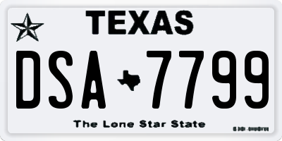 TX license plate DSA7799