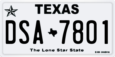TX license plate DSA7801