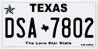 TX license plate DSA7802