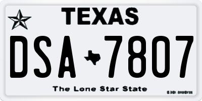 TX license plate DSA7807