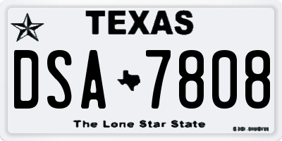 TX license plate DSA7808